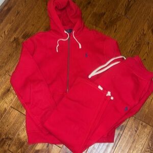 Ralph Lauren Red Polo Hoodie & Pants Sz L